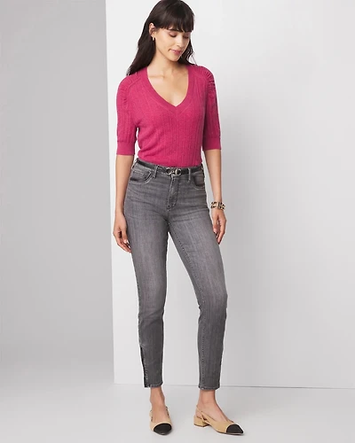 High-Rise Croc Skinny Ankle Jeans