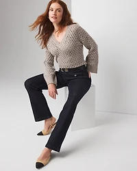 High-Rise Patch Pocket Bootcut Jeans