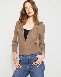Petite Rib Knit Zip Hoodie