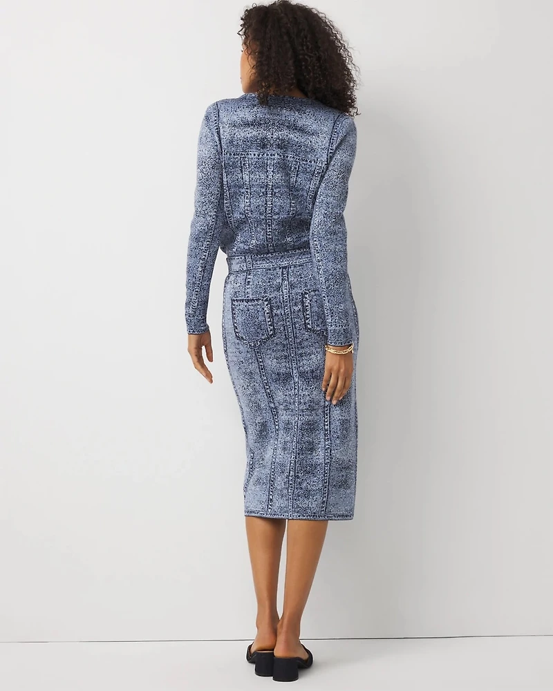 Denim Print Sweater Skirt