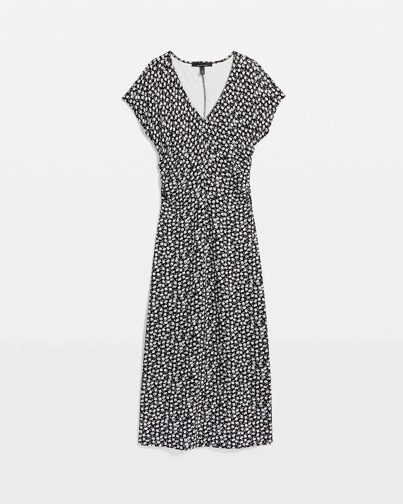 Gathered Waist Short Sleeve Midi Dress
