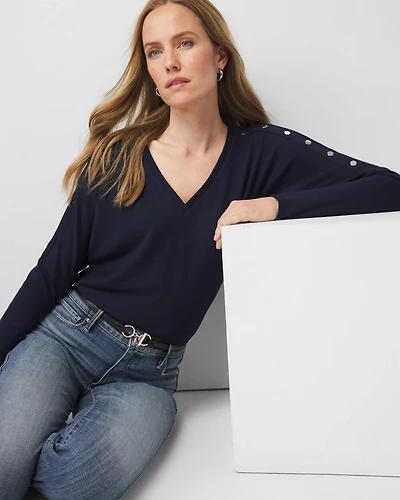 Snap Detail Dolman Sleeve Top