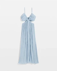 Textured Satin Cutout Midi Dress