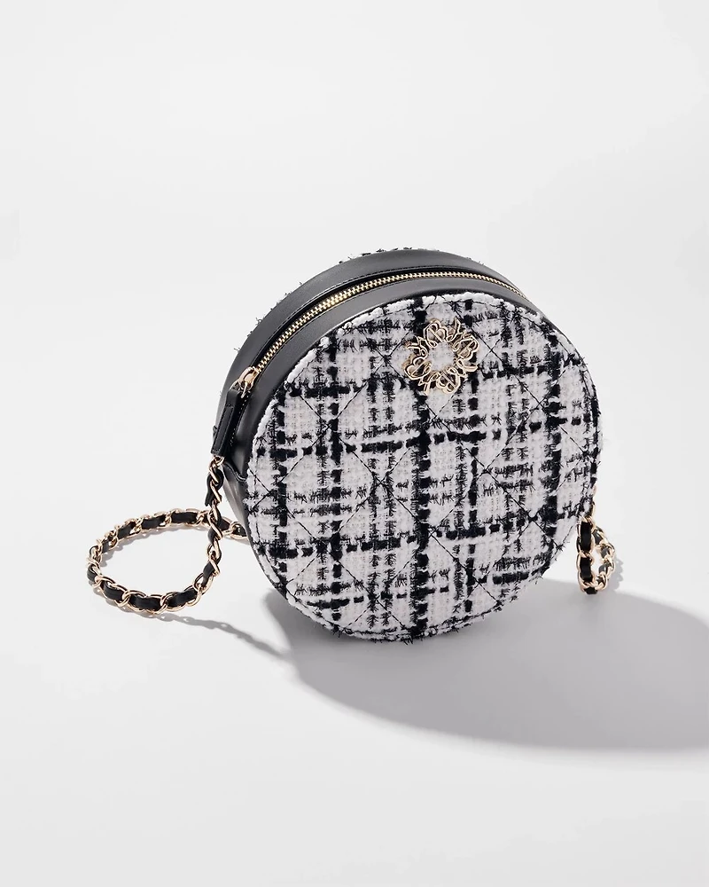 Round Tweed Chain Bag