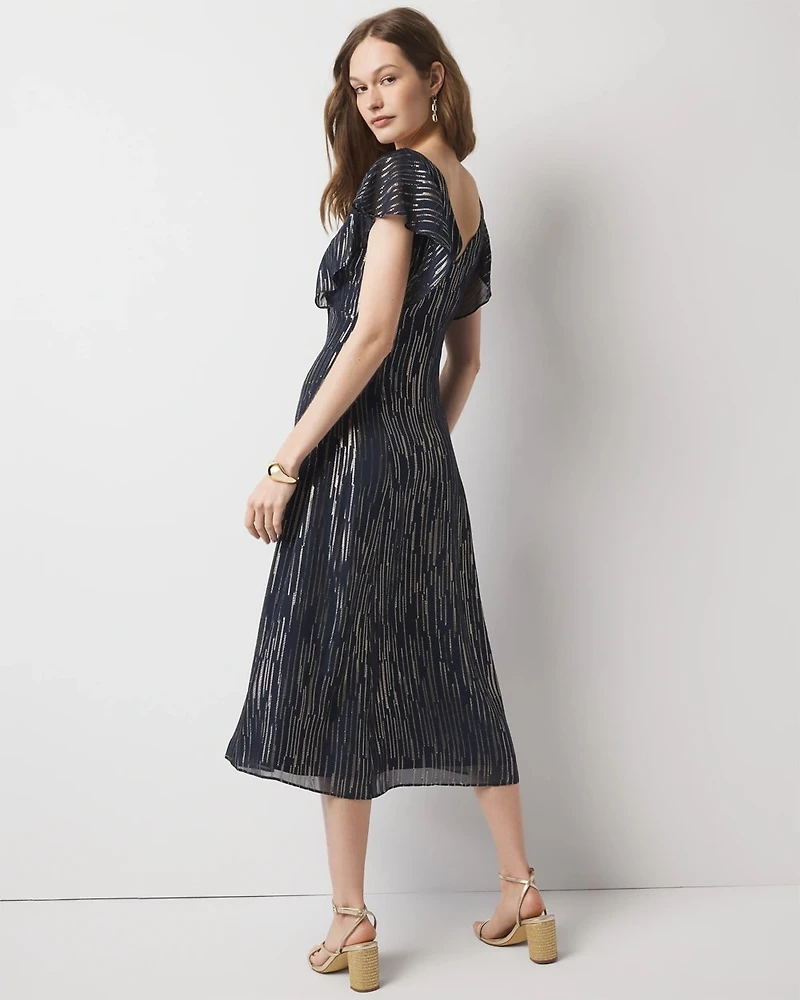 Metallic Clip Midi Slip Dress