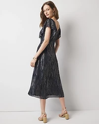Metallic Clip Midi Slip Dress