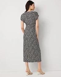 Gathered Waist Short Sleeve Midi Dress