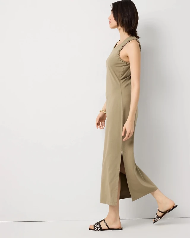 White House Black Market Ruched Sleeveless Midi Dress at MarketFair Shoppes in Princeton, NJ White House Black Market Ruched Sleeveless Midi Dress at MarketFair Shoppes in Princeton, NJ