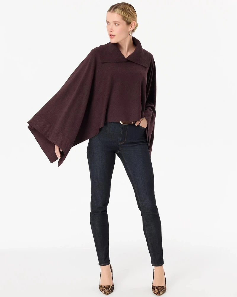 Split Neck Sweater Poncho
