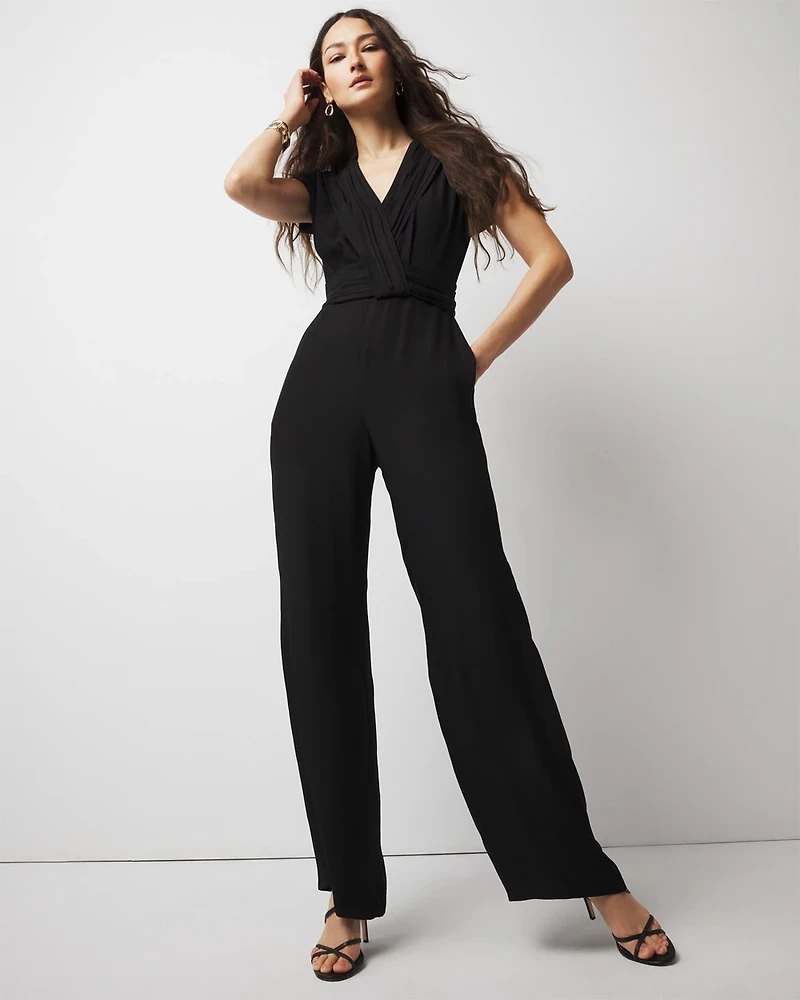 Petite Crossover-Front Jumpsuit