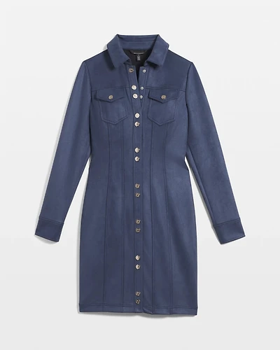 Long Sleeve Faux Suede Shacket Dress