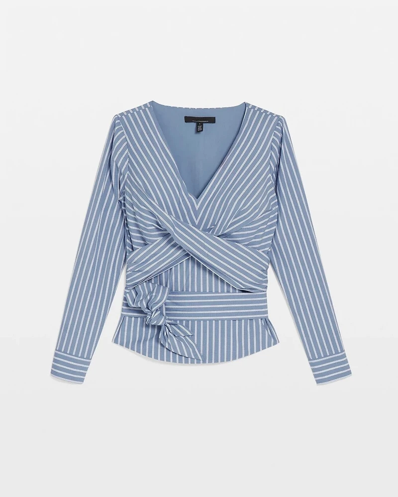 Twist-Front Tie-Waist Blouse