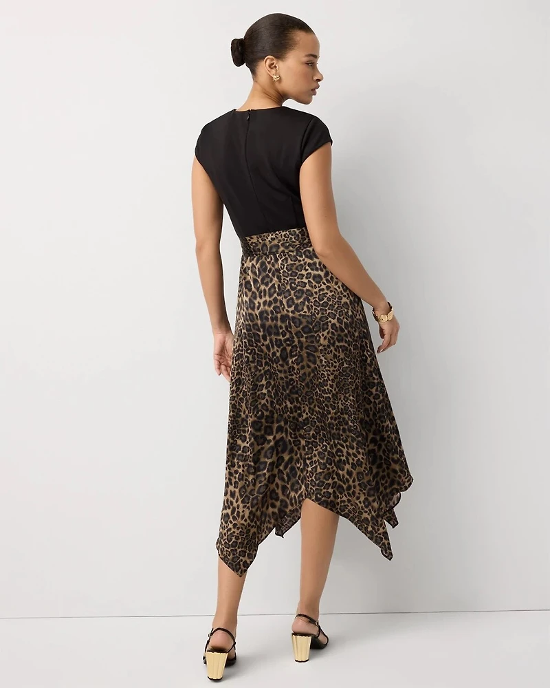 Petite Satin Handkerchief Hem Dress