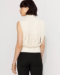 Fringe Mockneck Sweater Vest