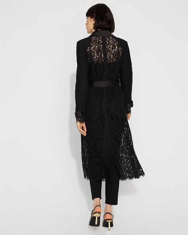 White House Black Market Lace + Satin Trench Coat at MarketFair Shoppes in Princeton, NJ White House Black Market Lace + Satin Trench Coat at MarketFair Shoppes in Princeton, NJ