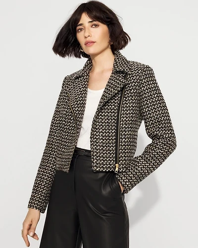 Metallic Tweed Moto Jacket