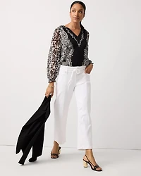 Petite Braided Belt High Rise Wide Leg Crop Jean