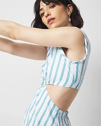 Petite Striped Cotton Midi Dress
