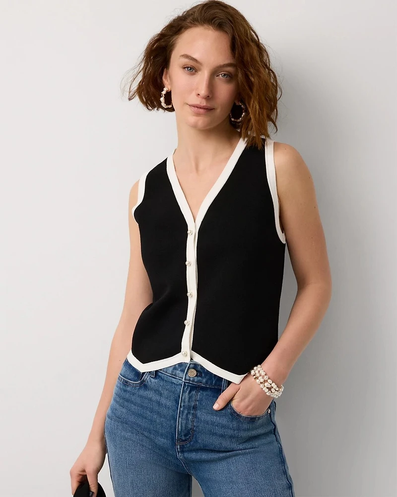 Petite Long Sleeve Soft Shirt with Piping