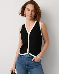 Petite Long Sleeve Soft Shirt with Piping