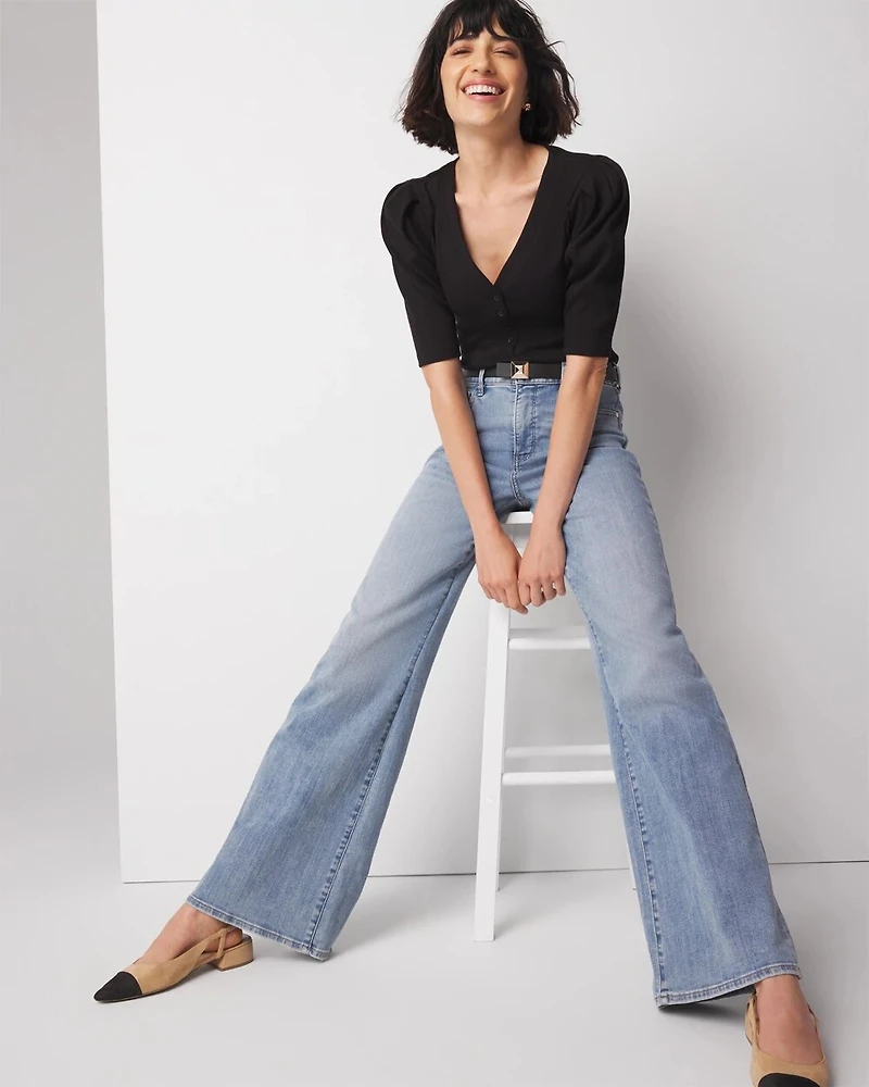 Pima Cotton Rib Elbow Sleeve Henley Tee