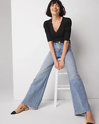 Pima Cotton Rib Elbow Sleeve Henley Tee