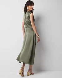 Satin Flutter Sleeve Midi Dress