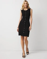 Petite Button Front Sleeveless Sweater Dress