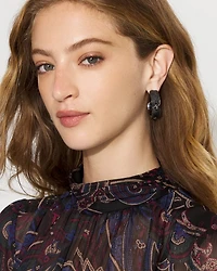 Hematite + Pavé Hoop Earrings