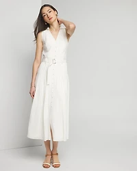 Sleeveless Utility Collar Midi Dress