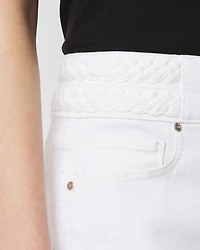Petite Braided Waist Denim A-Line Miniskirt