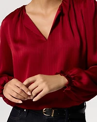 Shadow Stripe Satin Blouse