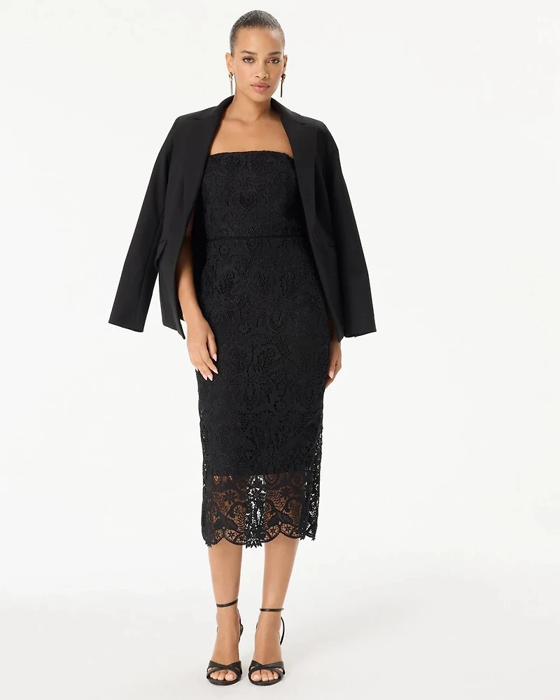 Strapless Lace Midi Dress