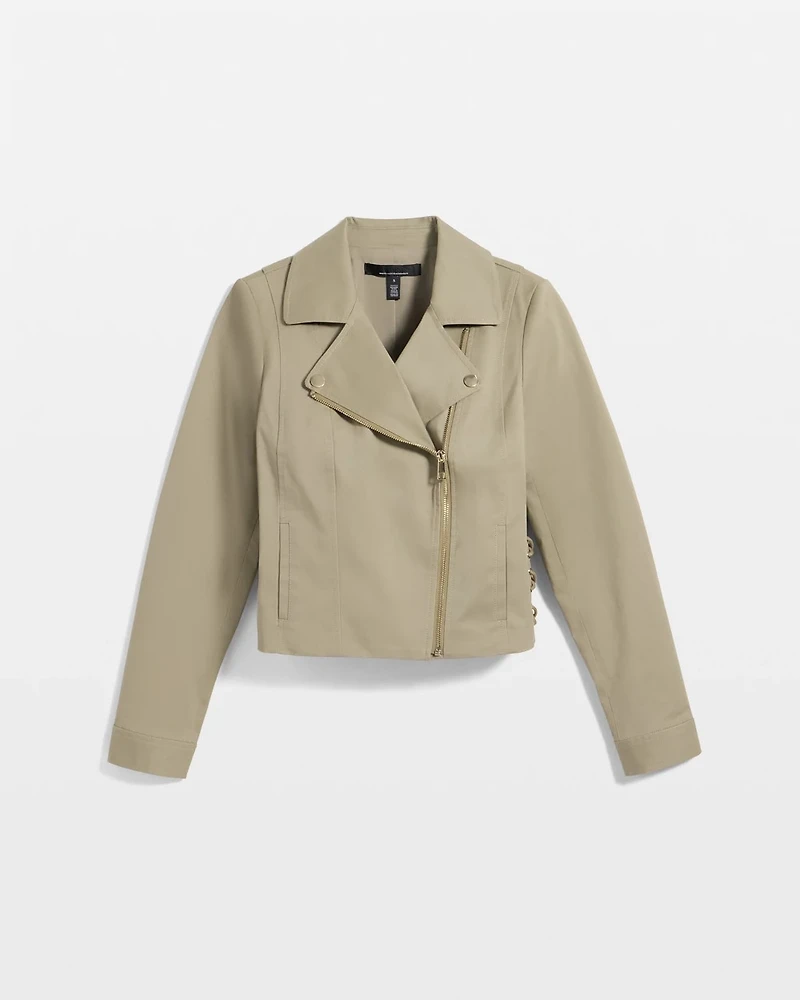 Cotton-Stretch Moto Jacket