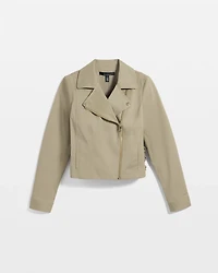 Cotton-Stretch Moto Jacket