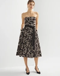 Strapless Embroidered Midi Dress