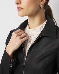 Peplum Coated Denim Jacket