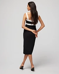 Sleeveless Square Neck Contrast Midi Dress