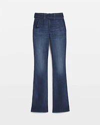 High-Rise Belted Skinny Flare Jeans