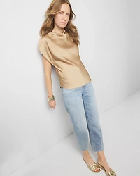 Satin Petal Sleeve Blouse