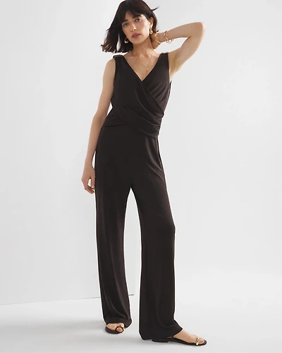 Shirred Shoulder Matte Jersey Jumpsuit