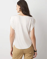 Satin Petal Sleeve Blouse