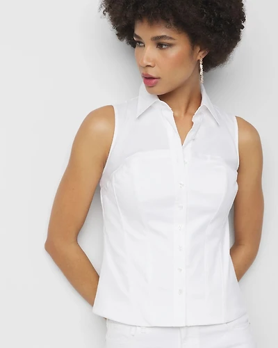 Sleeveless Poplin Corset Shirt