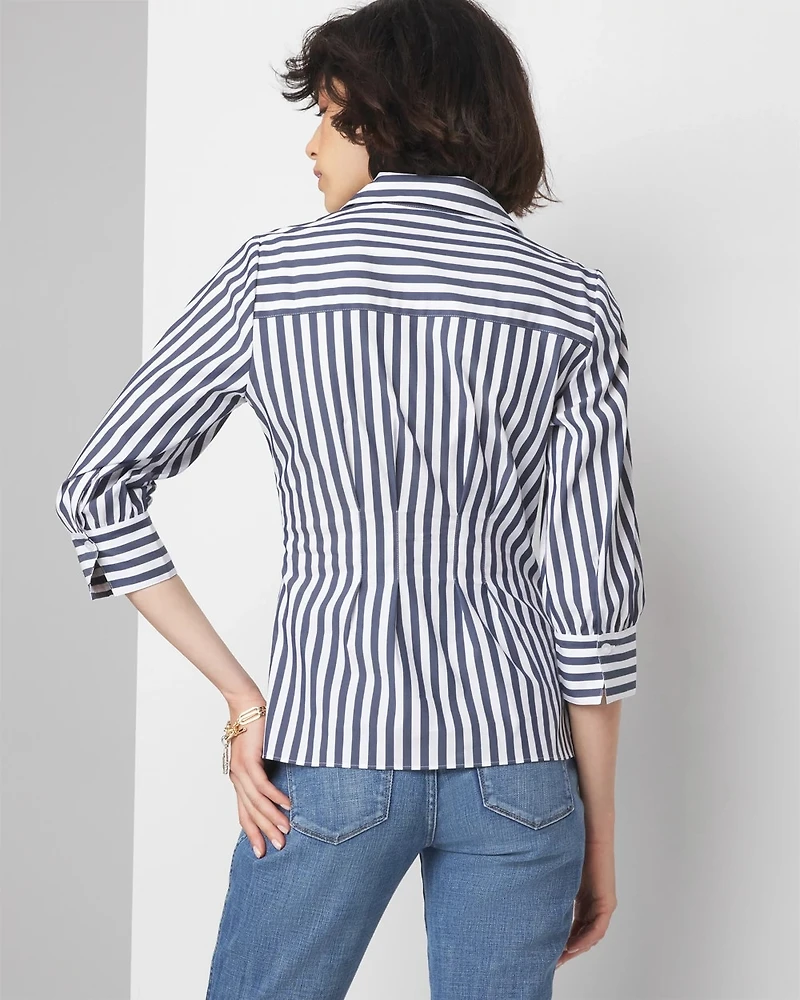 Elbow-Sleeve Poplin Shirt