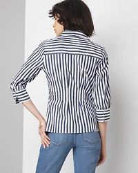 Elbow-Sleeve Poplin Shirt