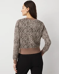 Petite Snake Print Button-Front Cardigan