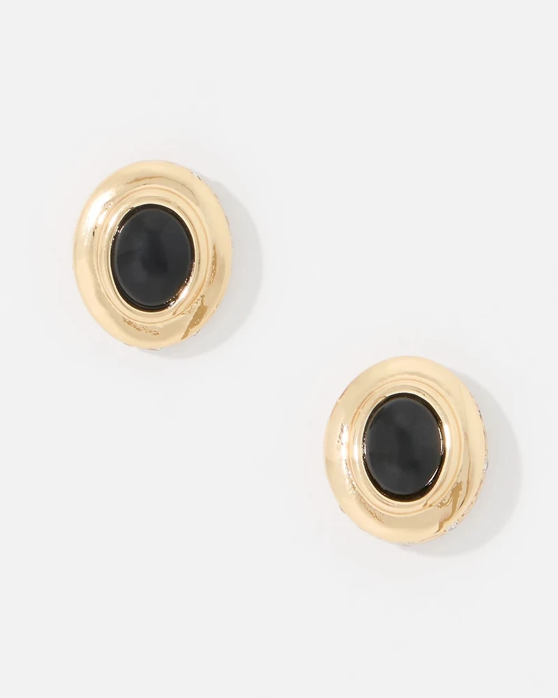 Black Cap Stud Earrings