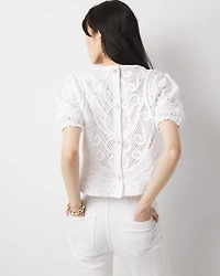 Puff Sleeve Crochet Sweater