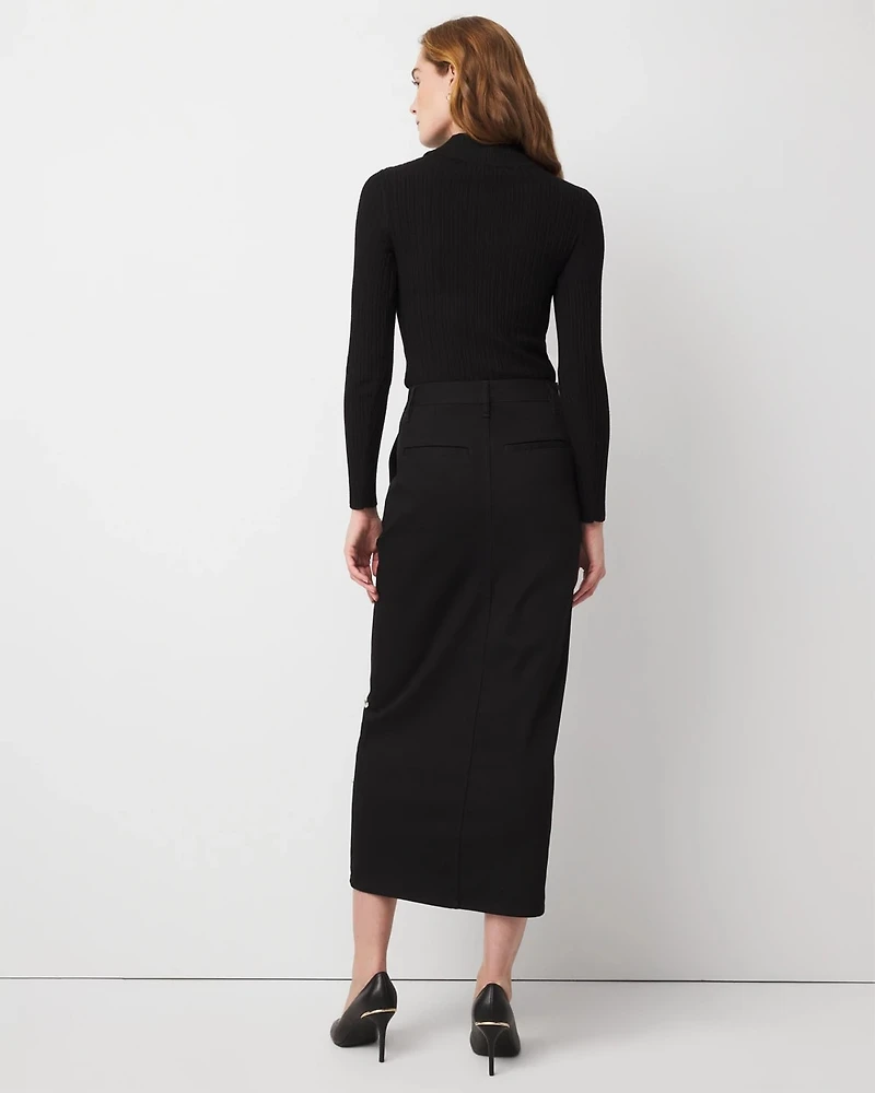 Embellished Denim Maxi Skirt