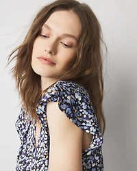 Ruched Front Flutter Sleeve Shell Top